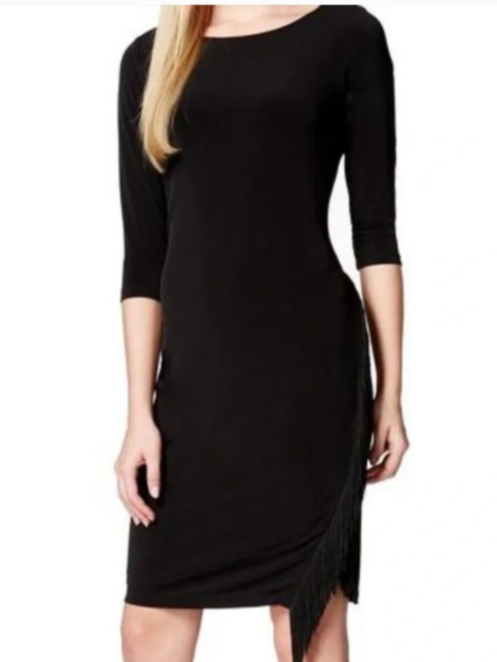 CALVIN KLEIN Asymmetrical Fringe Little Black Dress - Size 8 - NEW WITH TAGS